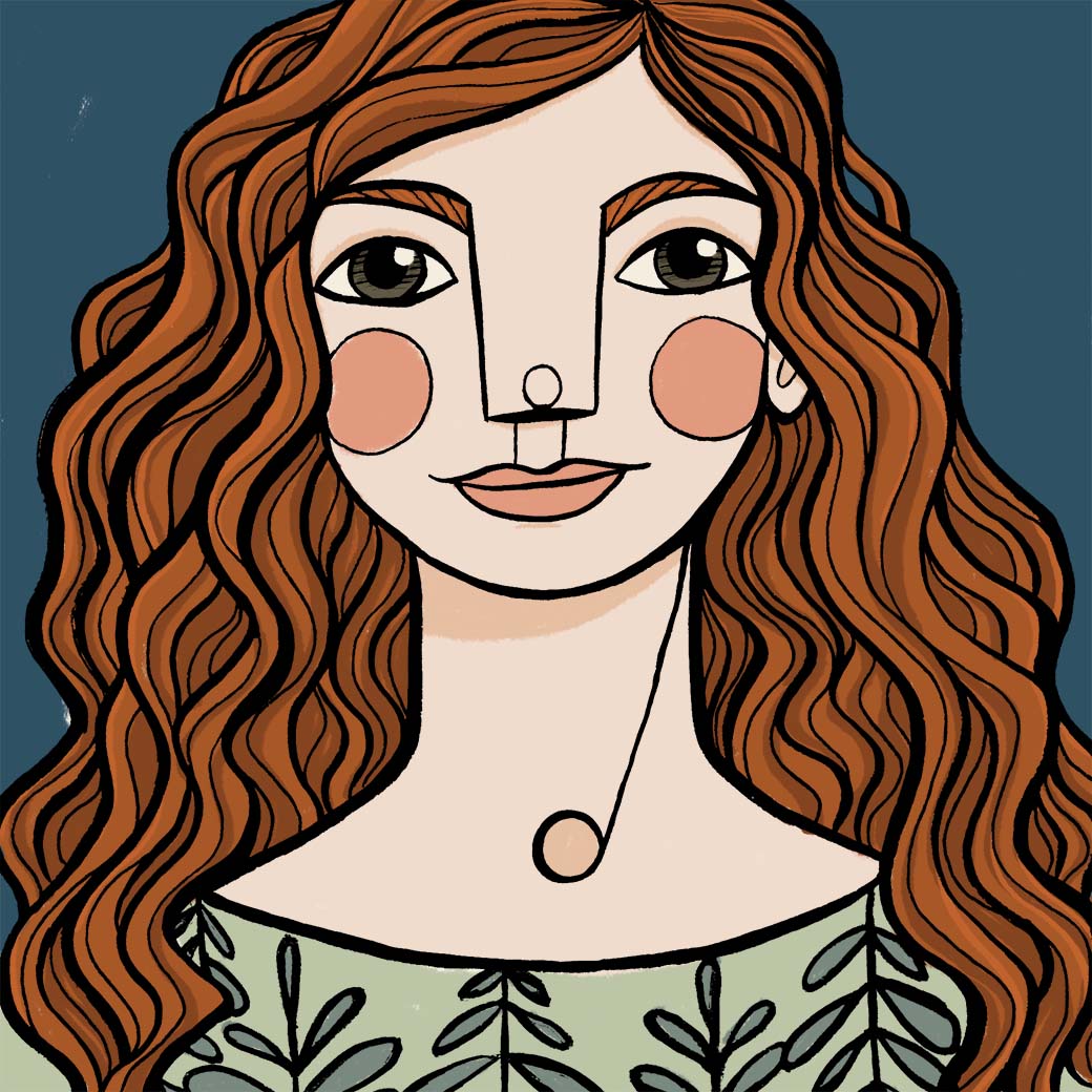 Auburn haired girl illustration Kim Bonner