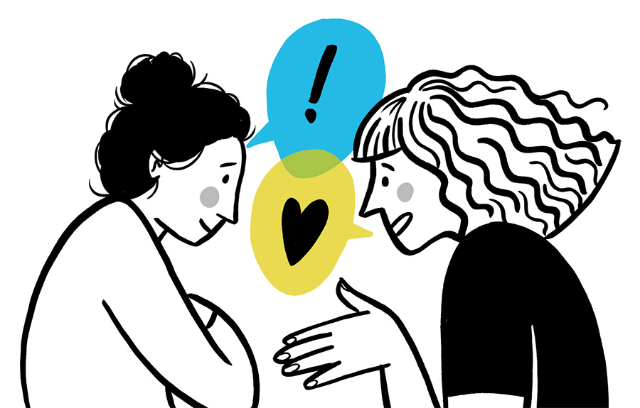two women talking